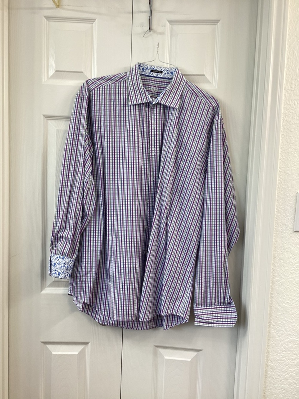 Bugatchi Purple and Blue Windowpane Dress Shirt